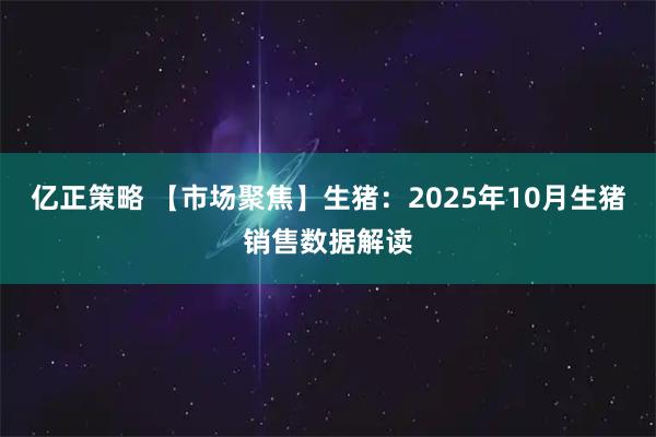 亿正策略 【市场聚焦】生猪：2025年10月生猪销售数据解读